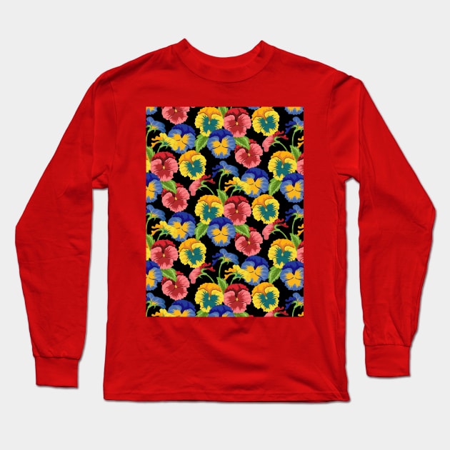 Pansies Long Sleeve T-Shirt by Designoholic